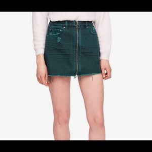 Free People green mini denim skirt